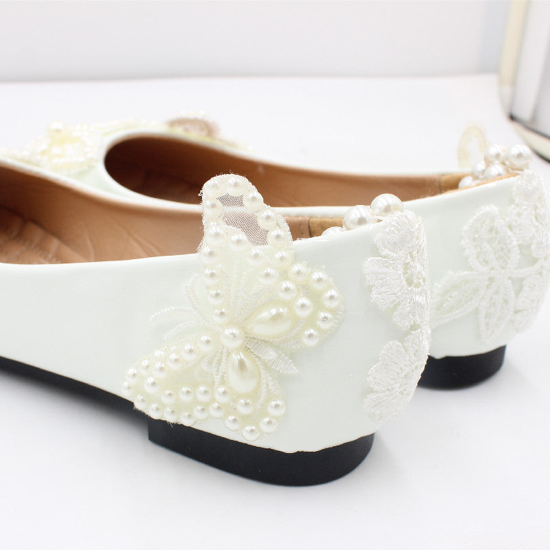 Sunday White Butterfly Flat Heels - Chic Comfort Effortless Elegance - Boho & Butterflys