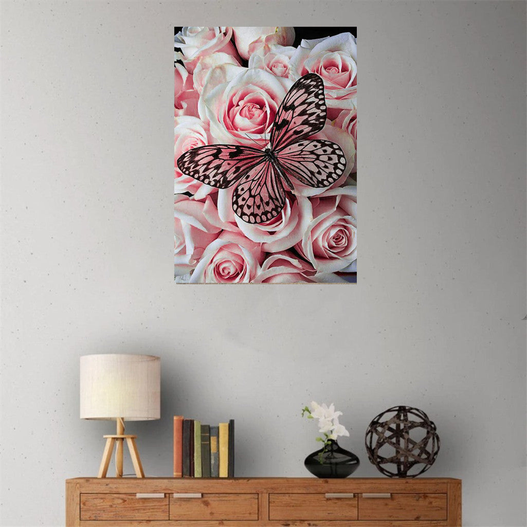 Rose Butterfly Cross Stitch Painting - Boho & Butterflys