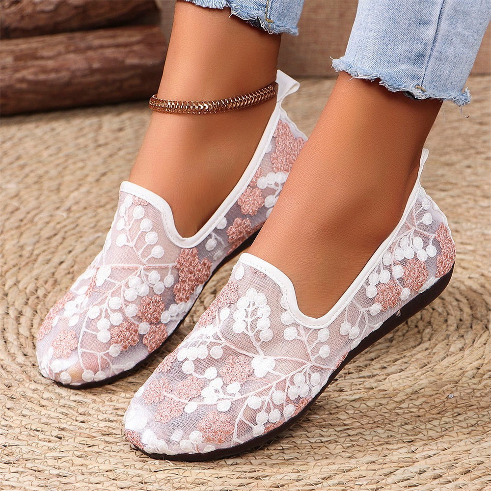 Stylish Lace Embroidered Casual Loafers -  Comfort for Everyday Wear - Boho & Butterflys