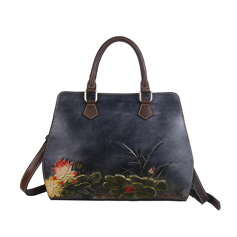 Desert Flowers Leather Handbag - Elegance Inspired by Nature - Boho & Butterflys