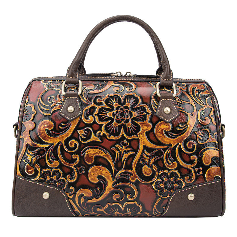 Retro Leather Crafted Handbag - Boho & Butterflys