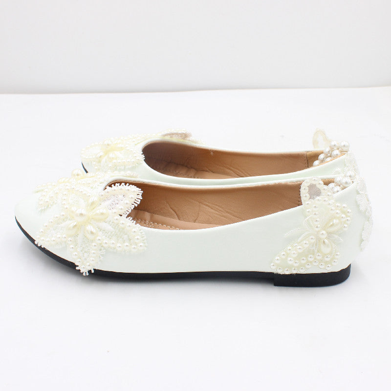 Sunday White Butterfly Flat Heels - Chic Comfort Effortless Elegance - Boho & Butterflys