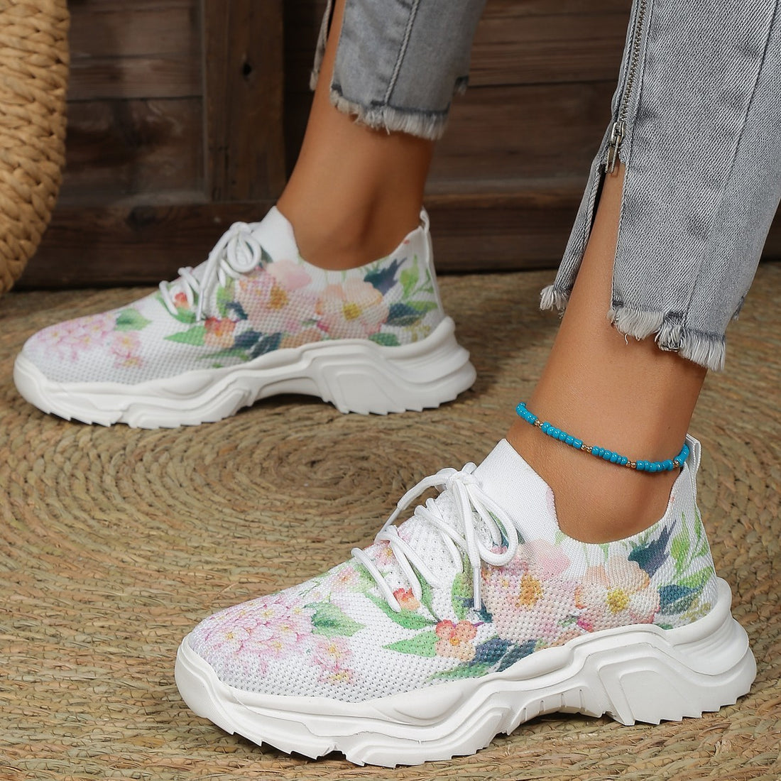 Step into Style with Flowery Sports Shoes - Boho & Butterflys