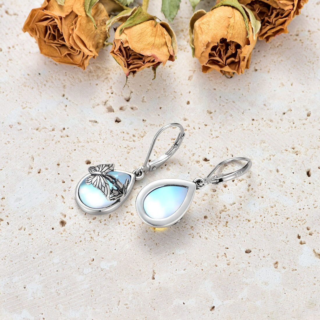 Butterfly Moonstone Earrings - Boho & Butterflys